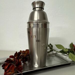 OGGI Stainless Steel Cocktail Shaker 34 oz with Recipe Markings Modern